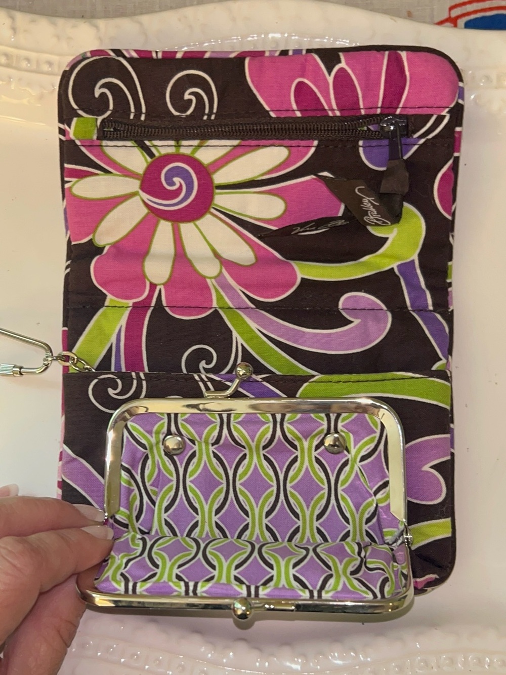 Vera Bradley Euro Trifold Wallet in "Purple Punch" - Picture 4 of 7